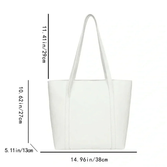 ⚠️Clearance Large Solid White Shoulder Tote Bag - Picture 3 of 8